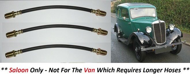 FRONT & REAR BRAKE HOSES x3 (Morris 8 Eight) (**Ser.1&2 Only**) (**1935- 38 Only**) 