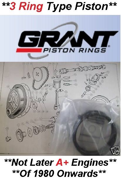 PISTON RINGS SET Std (Mini 1275GT) (1275cc) (**3 Ring Type**) (**1970- 80 Only**) 