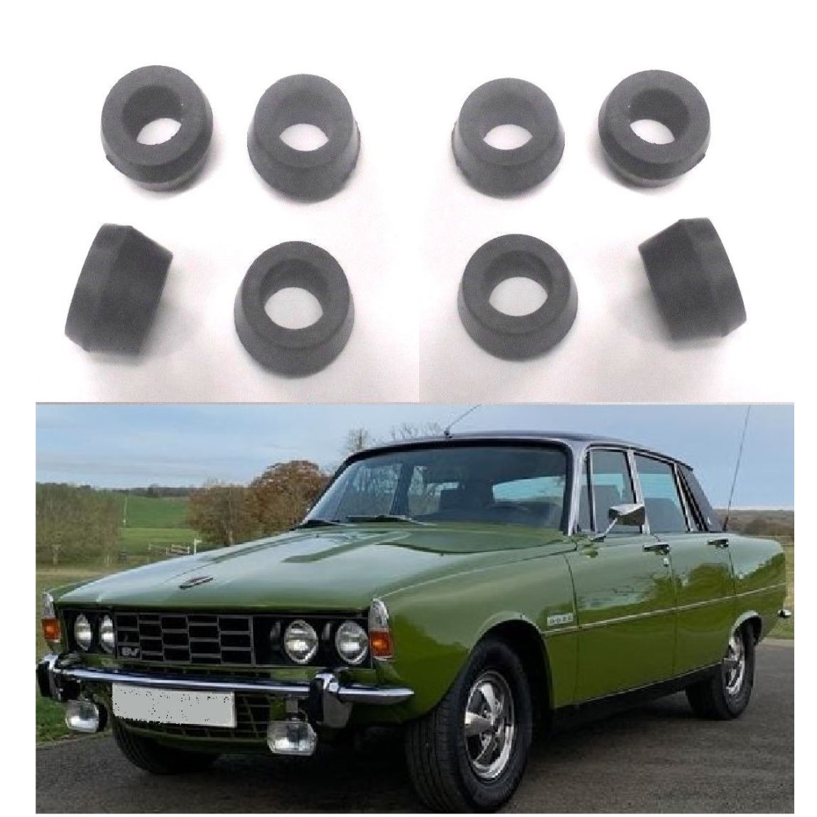 FRONT (UPPER & LOWER) DAMPER BUSHES x4 (Rover P6) (2000, 2200 & 3.5 V8) (1963- 77) 