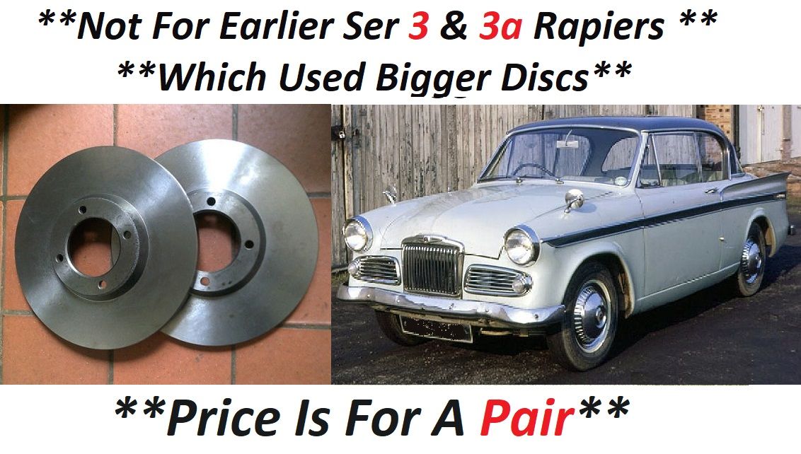 FRONT BRAKE DISCS x2 (Sunbeam Rapier) (Ser. 4 & 5) (** From 1963- 66 Only **)
