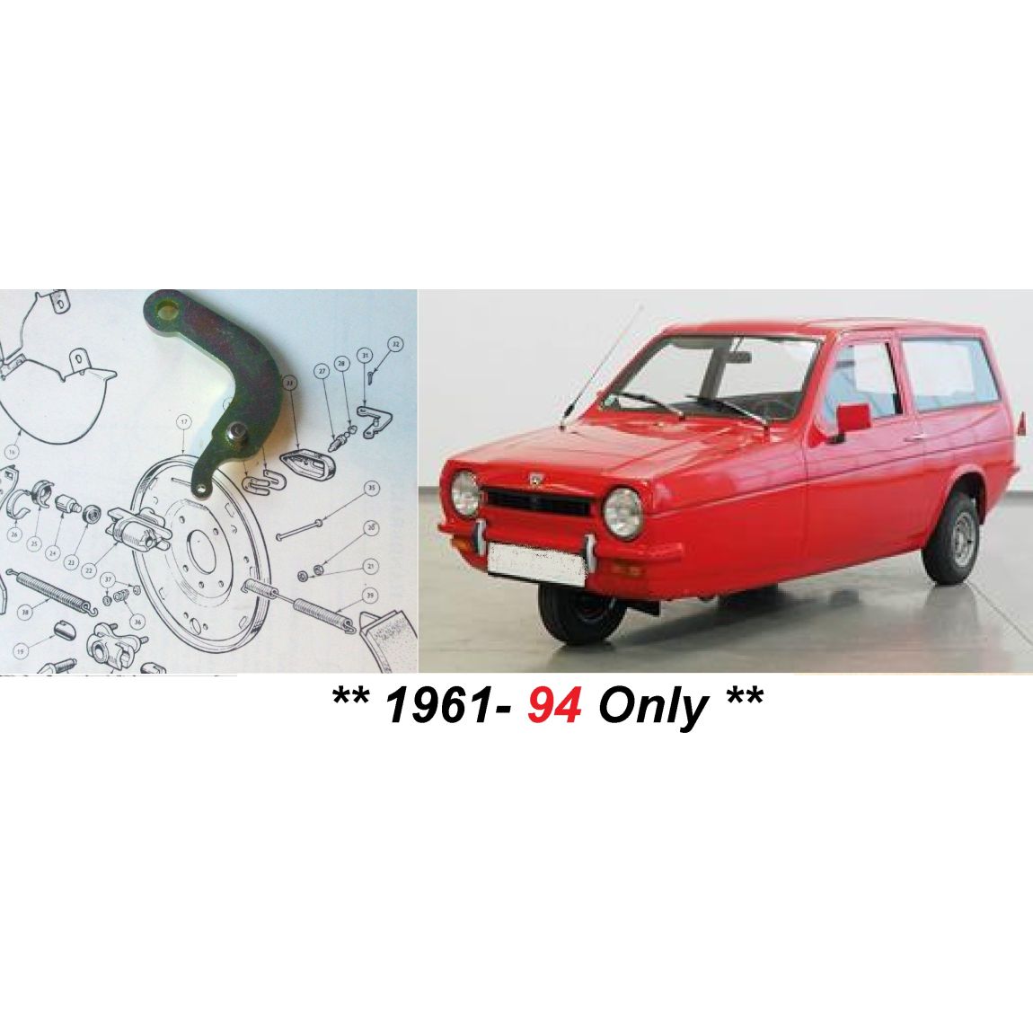 REAR HANDBRAKE OPERATING LEVER x1 (Reliant Regal Robin Rialto Rebel) (**1961- 94 Only**) 