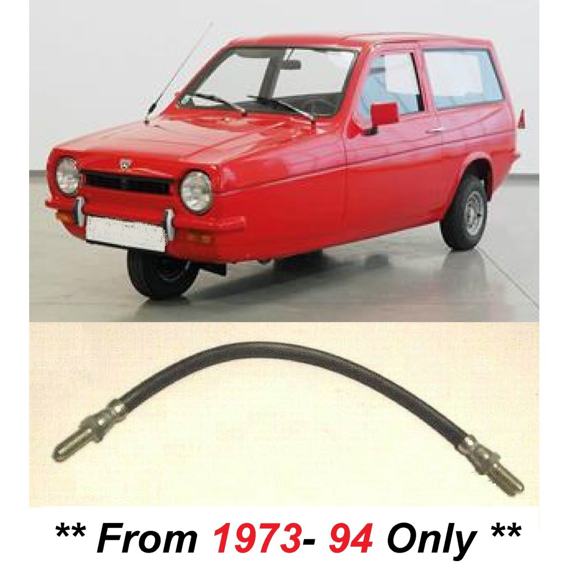 REAR BRAKE HOSE x1 (Reliant Robin) (1973- 82)
