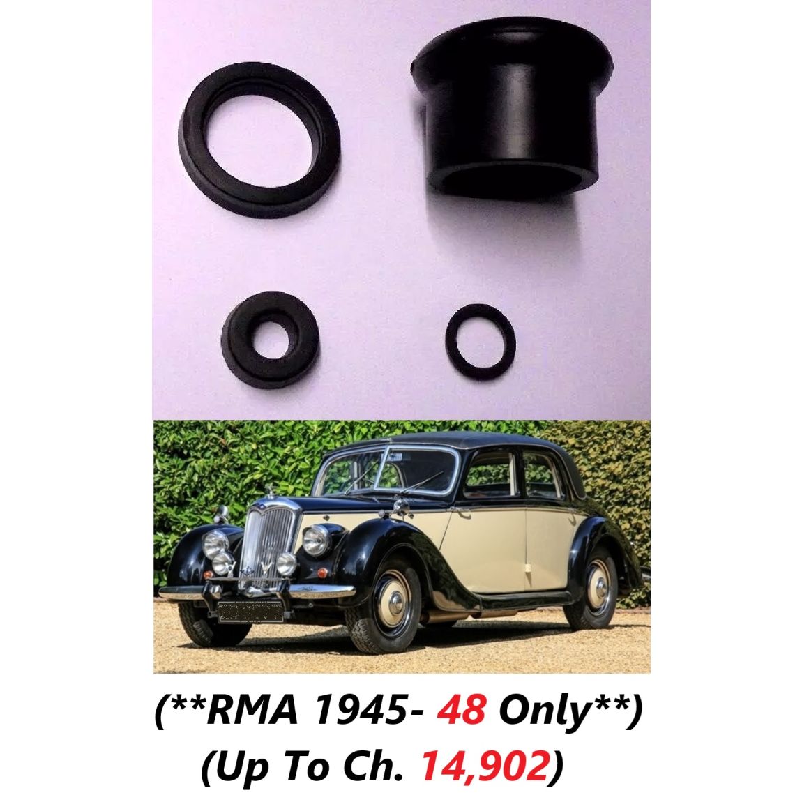 BRAKE MASTER CYLINDER REPAIR SEALS KIT (Riley RM A) (1- 1/2 Litre) (**1945- 48 Only**)