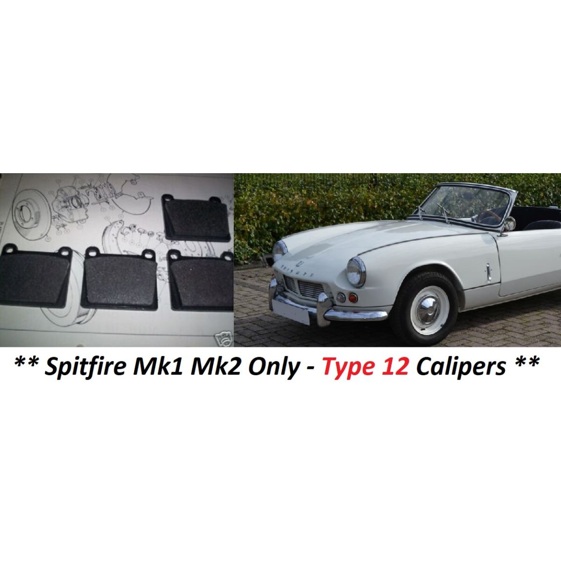 FRONT BRAKE PADS SET (Triumph Spitfire) (Mk1 & Mk2 Only) (1962- 67 Only)