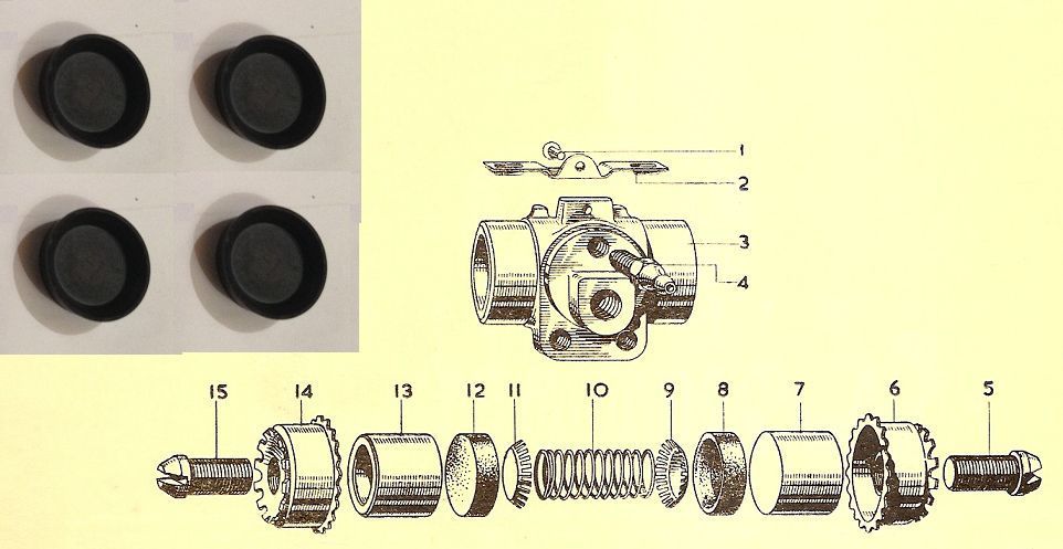 REAR BRAKE WHEEL CYLINDER REPAIR SEALS KITS x4 (Bedford HC PC JC Van) (15/16"") (1938- 1951) 