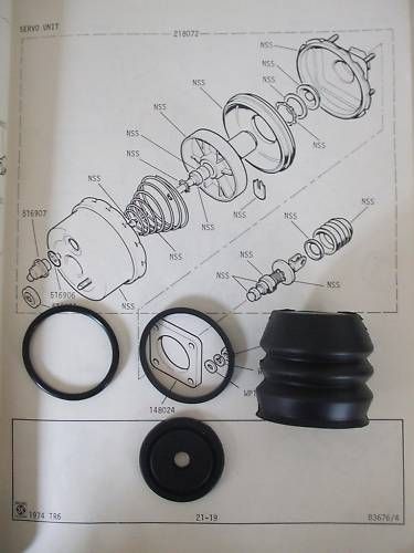 BRAKE SERVO REPAIR SEALS KIT (Morris Marina & Ital) (** Girling Type Brakes **) (1971- 84)