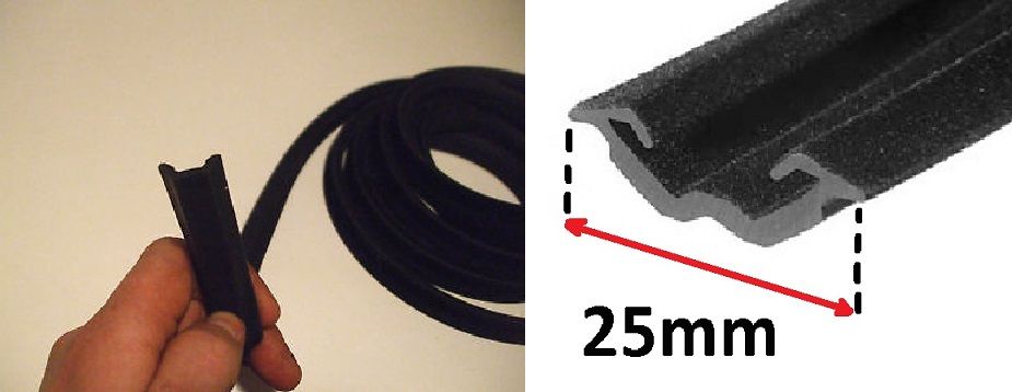 WINDOW CHANNEL FELT RUBBERS x2 (Ford Escort Mk2) (2 Door) (*SMALL SIZE 25mm*) (1975- 80)