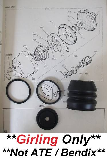 BRAKE SERVO REPAIR SEALS KIT (Ford Consul 2000 & V4) (**Granada Shape**) (1972- 75)