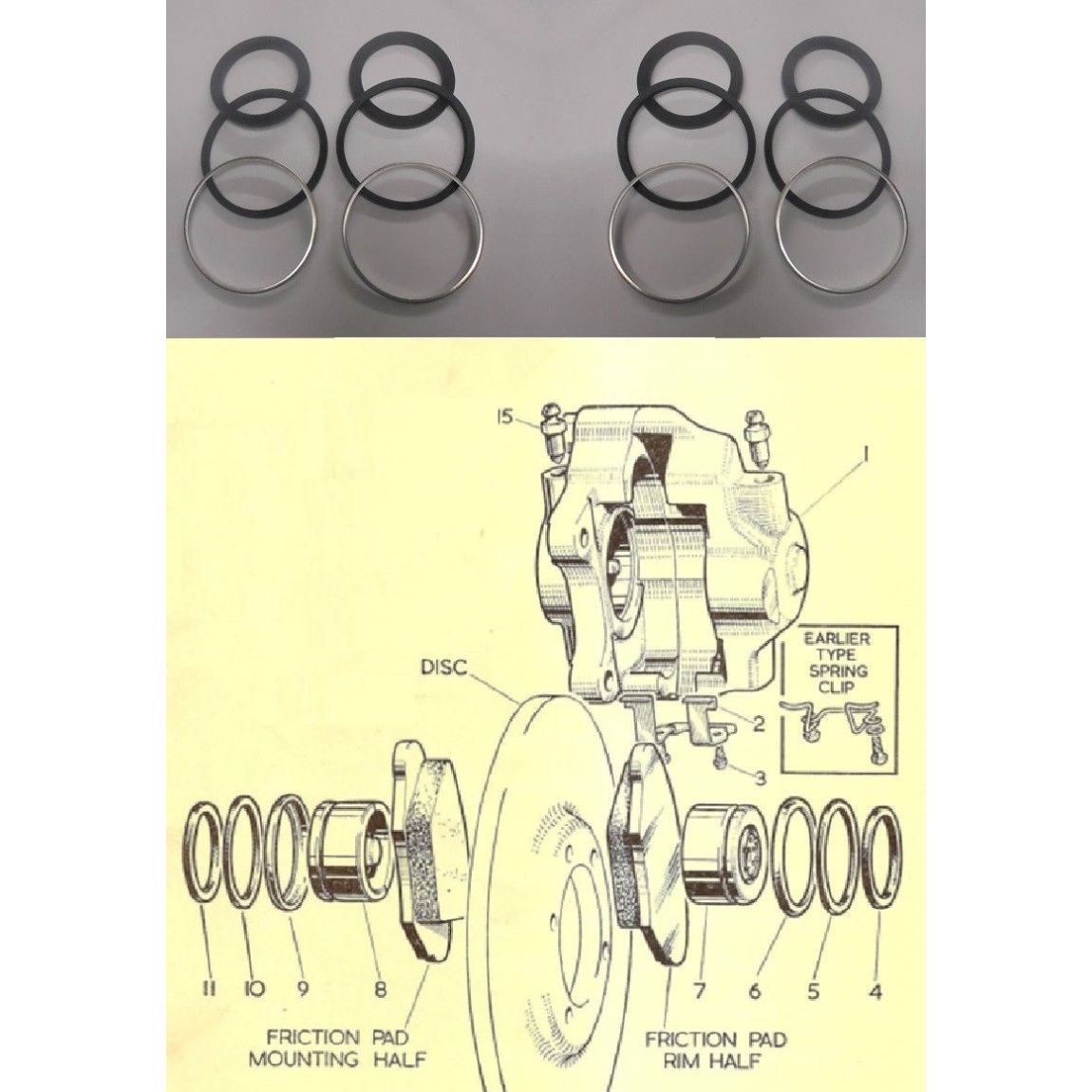 FRONT BRAKE CALIPER REPAIR SEALS KITS x2 (Alvis TD21) {Ser 1} (** 1958- Apr 62 Only **)  
