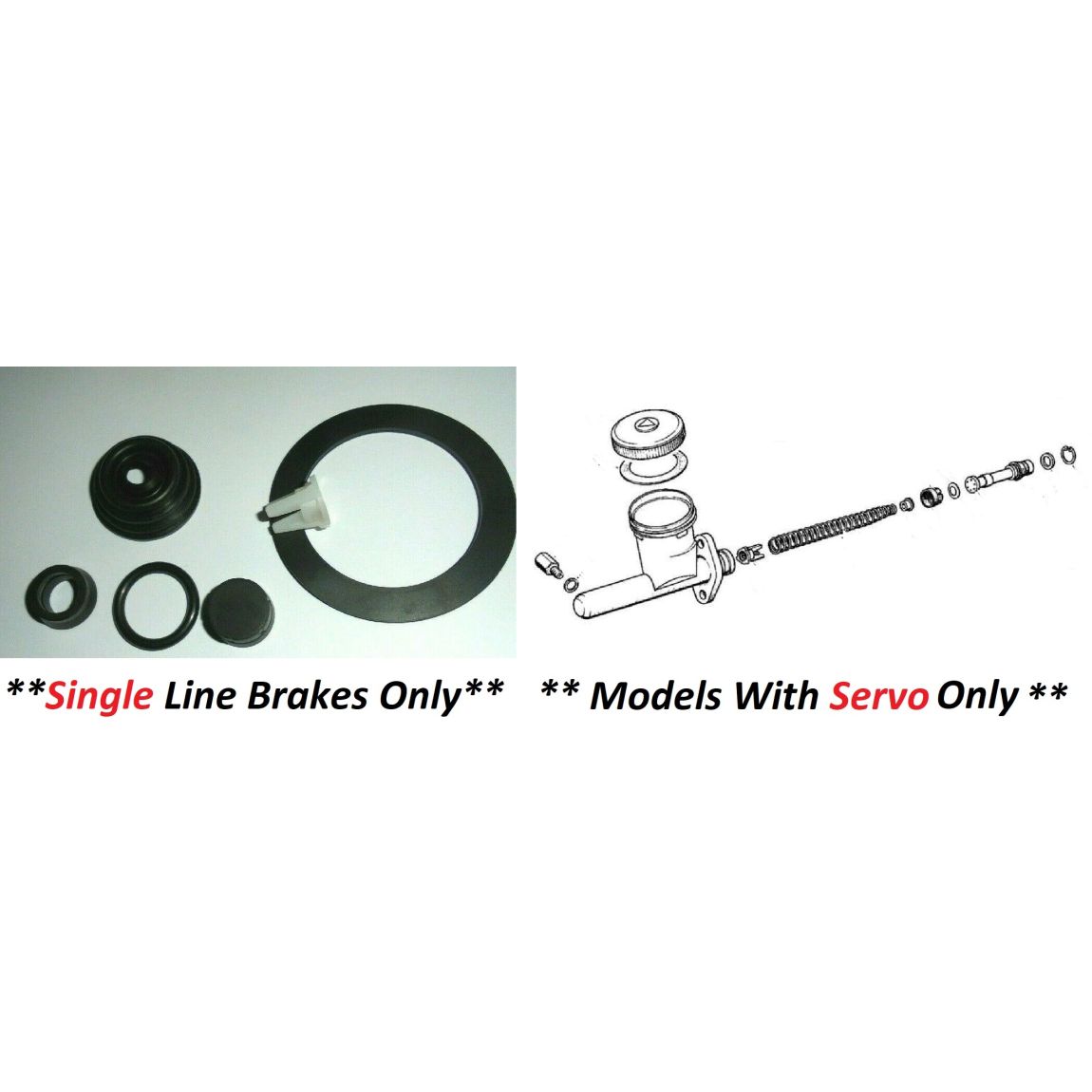 BRAKE MASTER CYLINDER REPAIR SEALS KIT (Bedford CF Van) (Single Line+Servo) (1969- 77 Only)