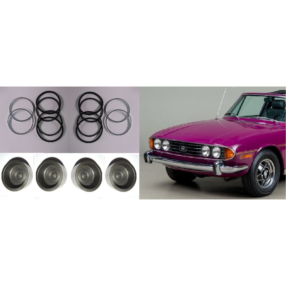FRONT BRAKE CALIPER PISTONS & SEALS x2 (Triumph Stag) (1970- 77) 