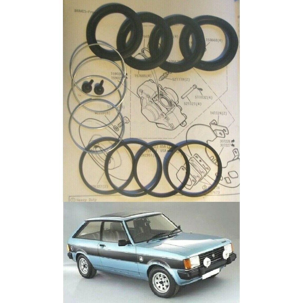 FRONT BRAKE CALIPER REPAIR SEALS KITS x2 (Sunbeam Talbot Horizon) (**Lotus Only**) (2.2 Litre) (1979- 82)