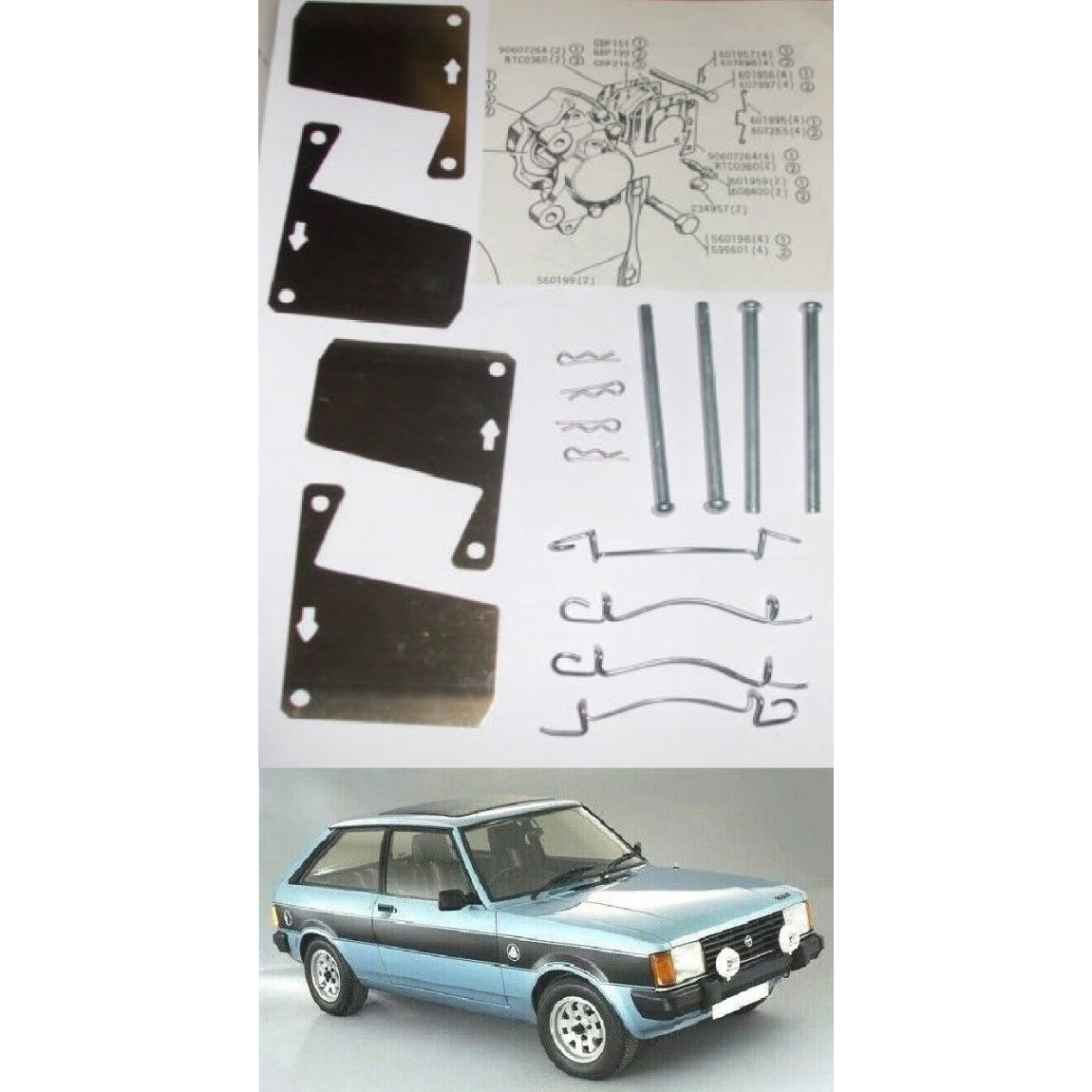 FRONT BRAKE PAD FITTING KIT - PINS & SHIMS (Sunbeam Talbot Horizon) (**Lotus Only**) (2.2 Litre) (1979- 82)