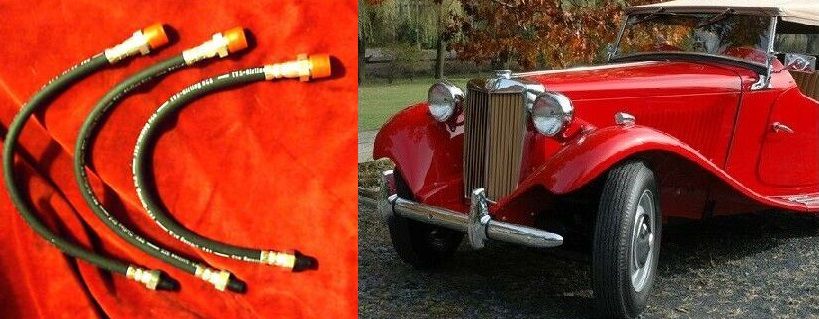 FRONT & REAR BRAKE HOSES x3 (MG TD & TF) (1950- 55)