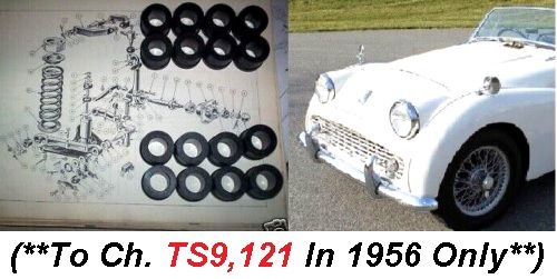 FRONT SUSPENSION WISHBONE BUSH KIT x16 (Triumph TR2 TR3) (**To Ch. TS.9121**) (**1953- 56 Only**) 