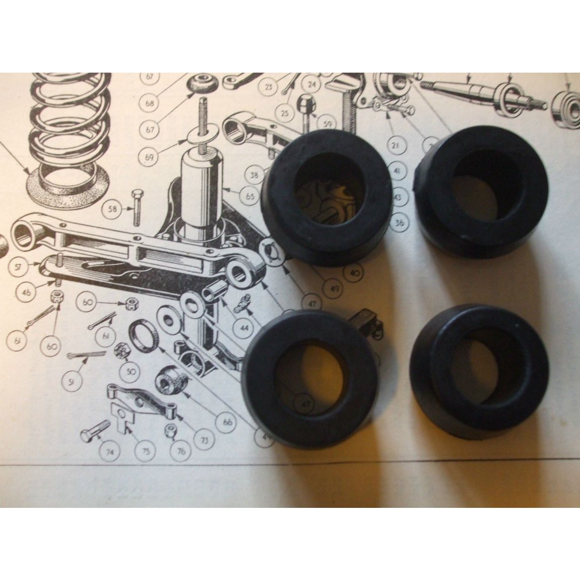 FRONT LOWER DAMPER BUSHES x4 (Triumph Mayflower) (1949- 53) 