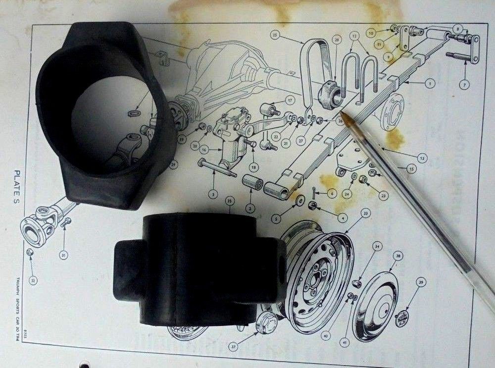REAR AXLE BUMP STOPS / BUFFERS (x2) (Triumph TR2 TR3 TR4) (1953- 65) 