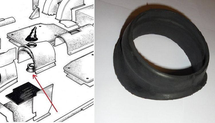 LOWER GEAR LEVER RUBBER GAITER BOOT (Triumph TR4a, TR5, TR250 & TR6) (1965- 76)