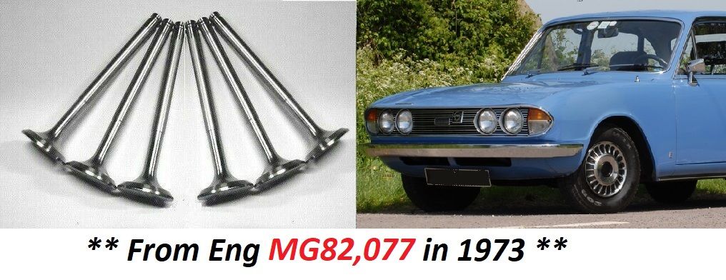 EXHAUST VALVES x6 (Triumph 2.5Pi, 2500TC & 2500S Saloon) (*From Eng. MG82,077*) (**From 1973- 77**)  