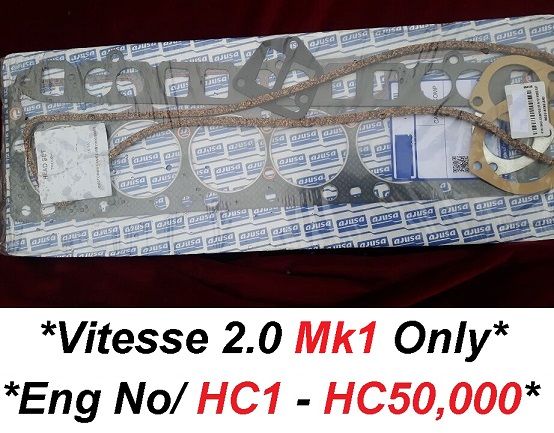 HEAD GASKET SET (Triumph Vitesse 2.0) (Mk1 Only) (*To Eng No/ HC50,000*) (1966- 68 Only)