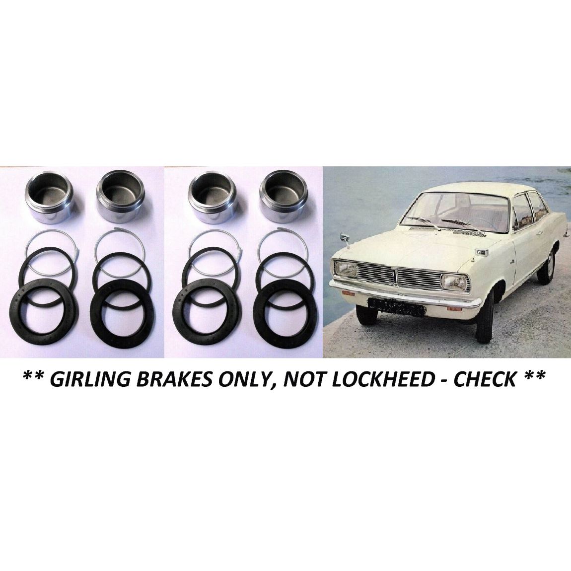 FRONT BRAKE CALIPER PISTONS & SEALS (Vauxhall Viva HB) (** Girling Brakes **) (1966- 70)  