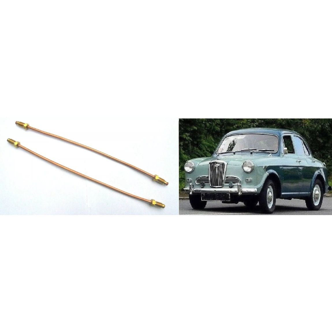 FRONT BRAKE COPPER BRIDGE LINK PIPES x2 (Wolseley 1500 Saloon) (1958- 65) 