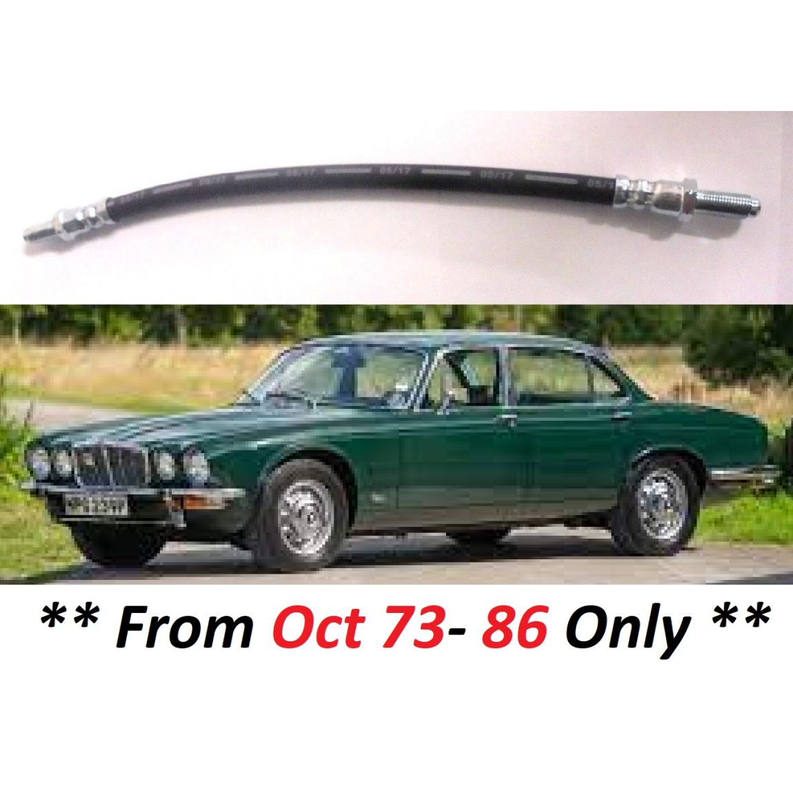 REAR BRAKE HOSE x1 (Jaguar XJ6 & XJ12) (** From Oct 73- 86 Only **) 