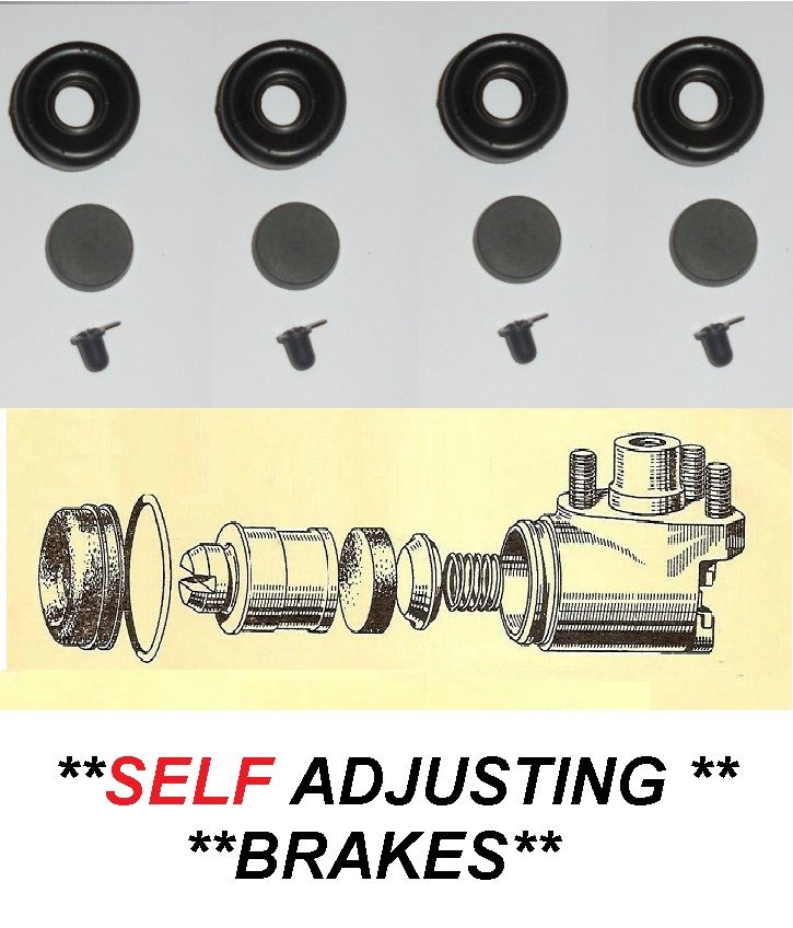 FRONT BRAKE WHEEL CYLINDER REPAIR SEALS KITS x4 (Jaguar XK120 Mk2, XK140) (1 1/8") (** Self Adjusting**) (Apr 52- 57) 