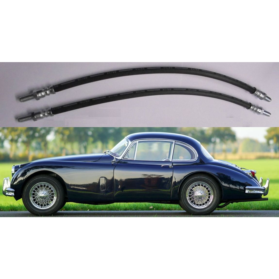 FRONT BRAKE HOSES x2 (Jaguar XK150) (1957- 61) 