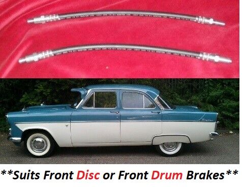 FRONT BRAKE HOSES x2 (Ford Zephyr Zodiac Consul Mk2) (1956- 62) 