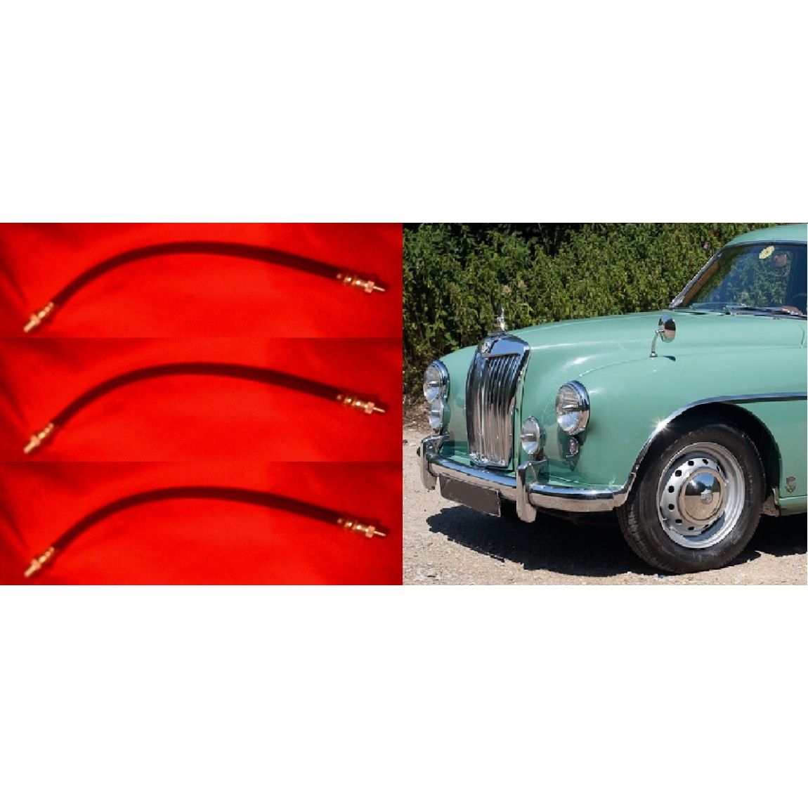 FRONT & REAR BRAKE HOSES x3 (MG Magnette ZA ZB) (1953- 59 Only) 